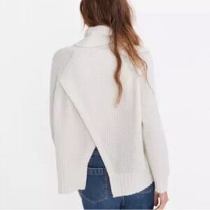 NWT Madewell White Eastbrook Turtleneck Cross-Back Merino Wool Sweater Medium